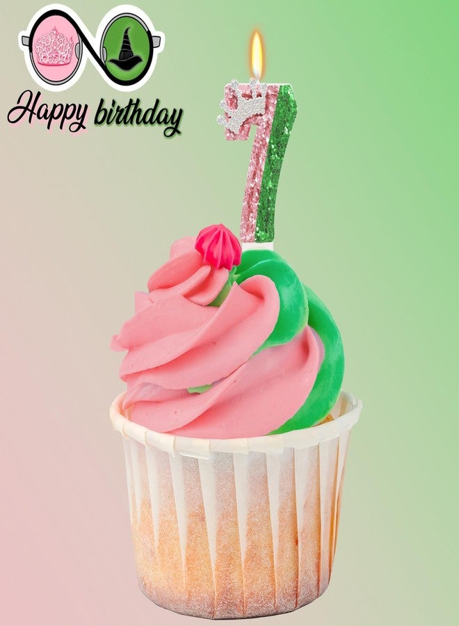 ElekFX Pink and Green Birthday Number Candle, Wicked Birthday Number Candle, Cake Topper Decoration for Birthday Party Decorations (Number 7) - Image 3